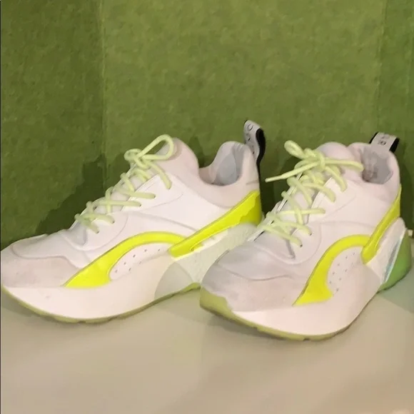 - Stella McCartney Eclypse Training Tennis Shoes White/Neon Yellow Women S…